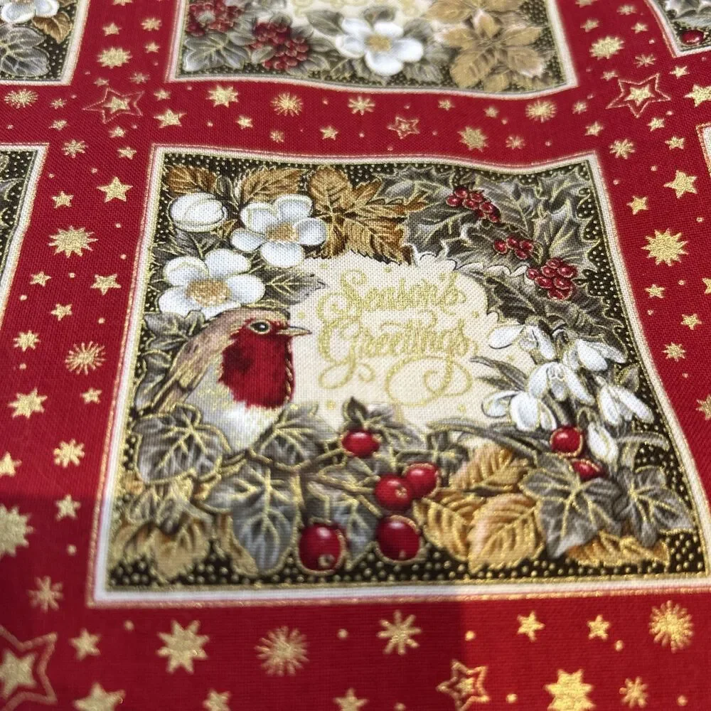 Spirit of Christmas Birds Florals Cotton Quilting Fabric 3